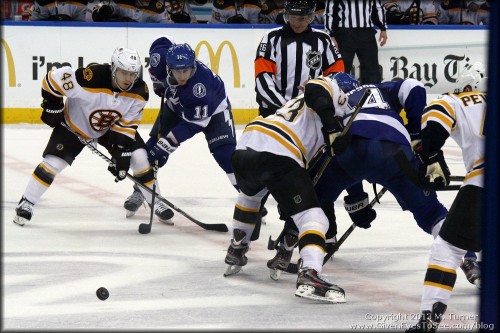 Bolts and Bruins faceoff