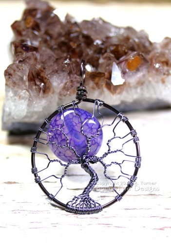 Blue Moon Fire Crack Agate Tree of Life Pendant on etsy by PhoenixFire Designs.