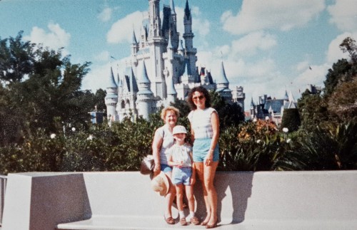 Nanny, me (at age 7) and my Mom in front of Cinderella Castle at Walt Disney World 1984.)