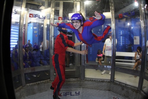 photo of miss m. turner indoor skydiving, wind tunnel, flying inside, airborne ifly orlando