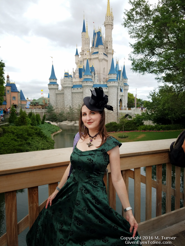 Dapper Day Spring 2016 Magic Kingdom Walt Disney World Haunted Mansion Green Dress inspired Disneybound Bat Stanchion Necklace